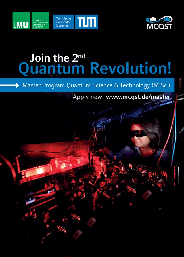 Master in QST Poster Poster featuring female scientist working on a tabletop laser